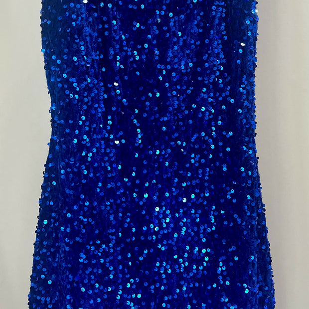 Blue sequin mini dress