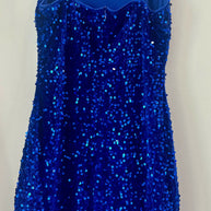 Blue sequin mini dress