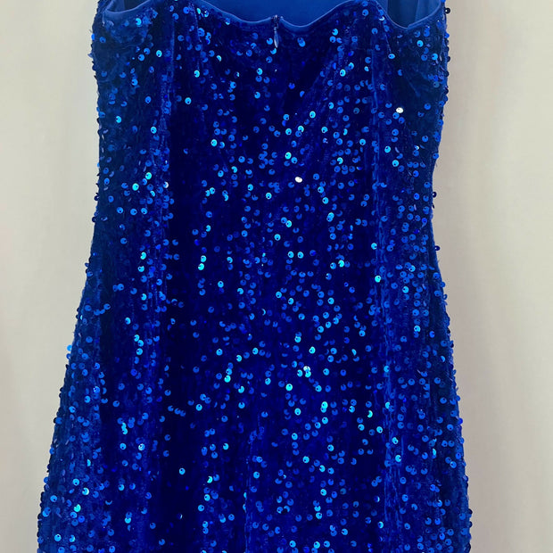 Blue sequin mini dress