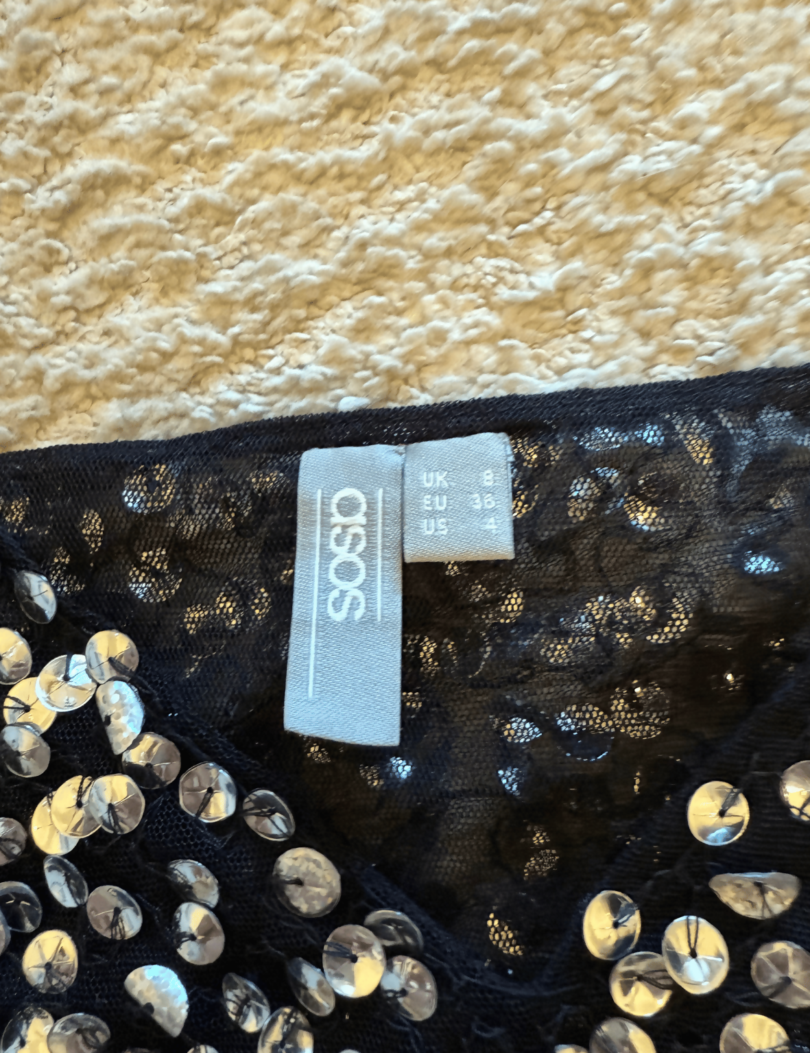 Black Sequin Mesh Cami (ASOS) UK8 / EU36 / US4