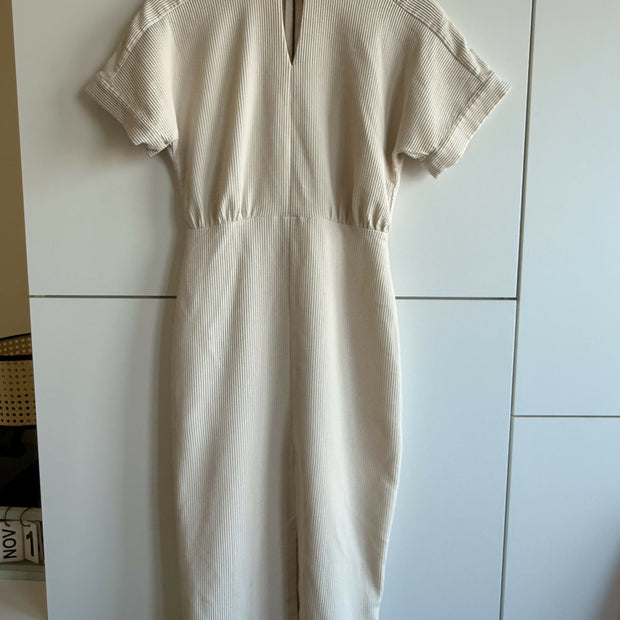 Closet London Midi Dress — Neutral Beige | Size UK8, US4