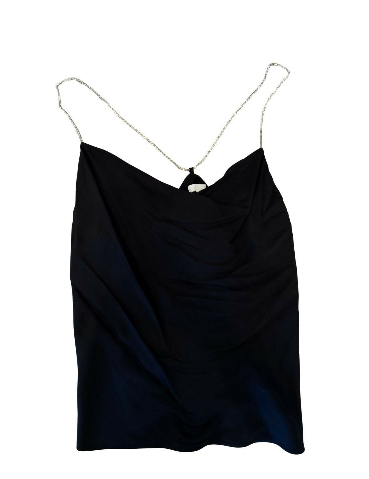 Black Cowl Neck Top with Chain Straps / Size M
