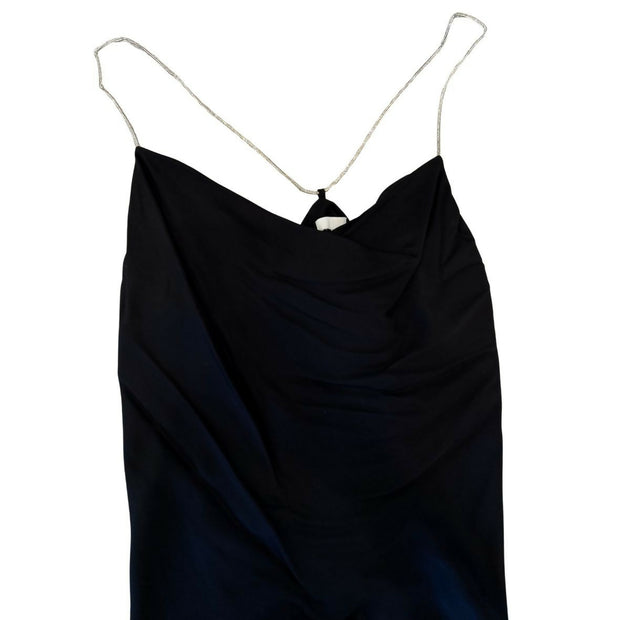 Black Cowl Neck Top with Chain Straps / Size M