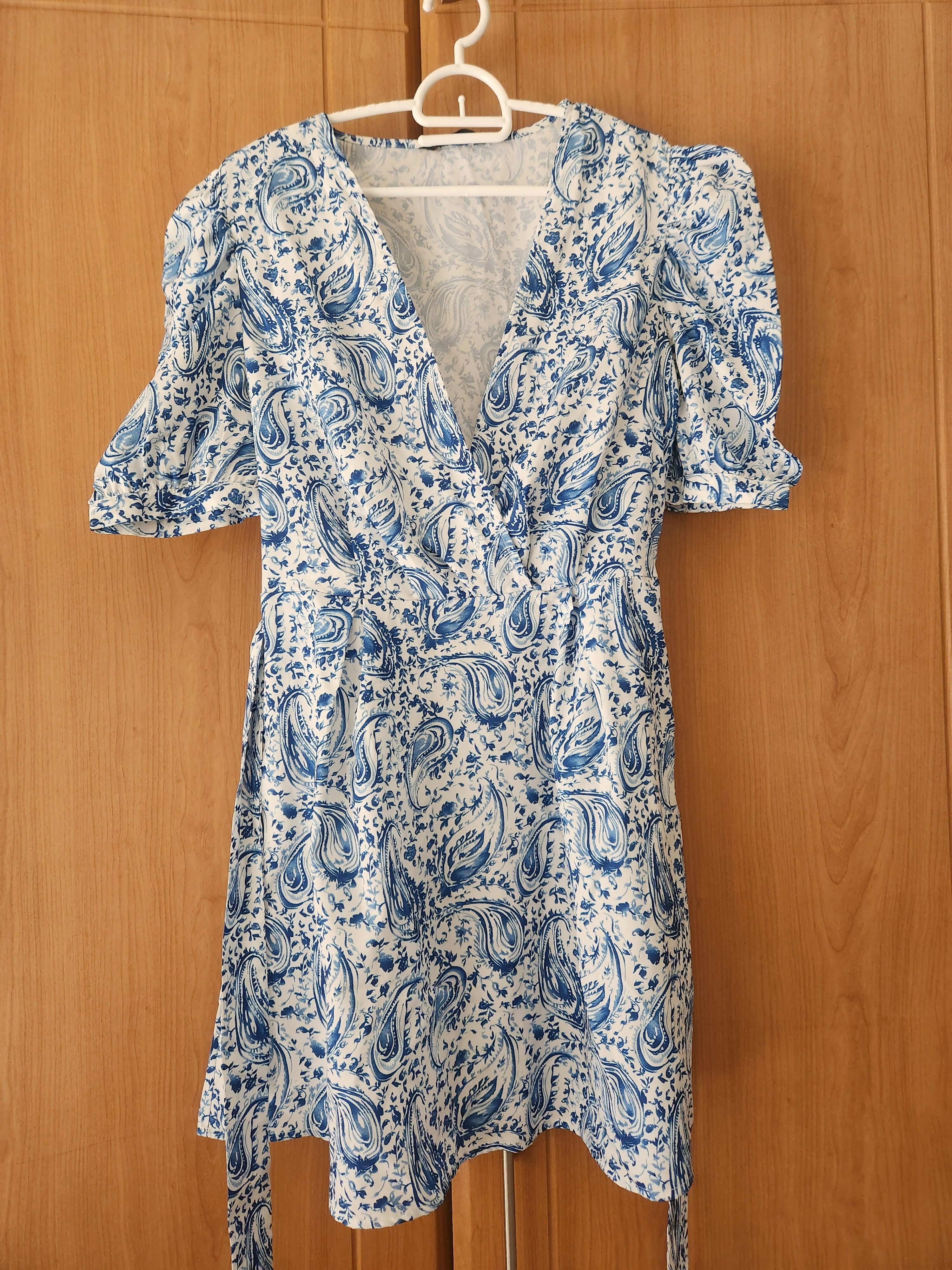 Shein Blue and White Pattern Short Dress