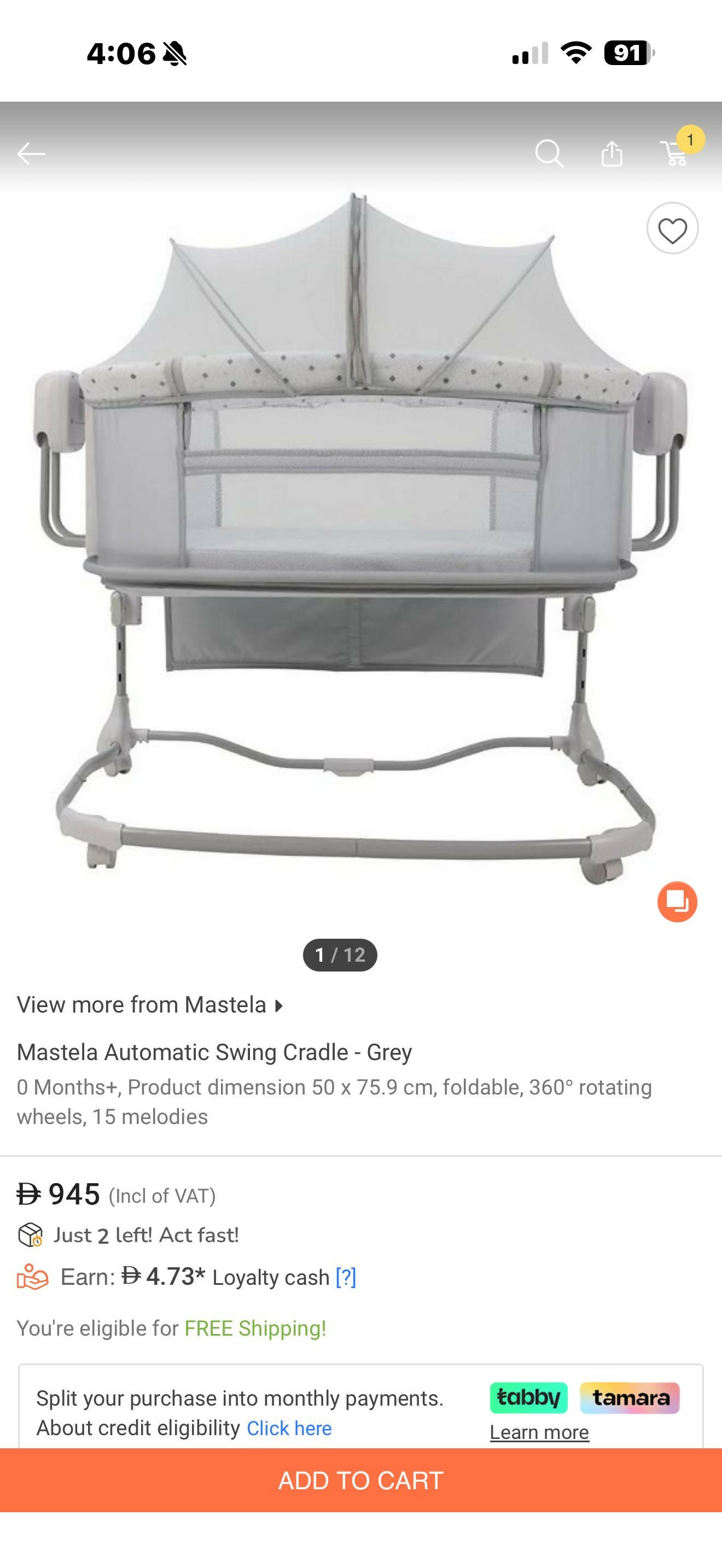 Mastela automatic baby swing craddle/cot