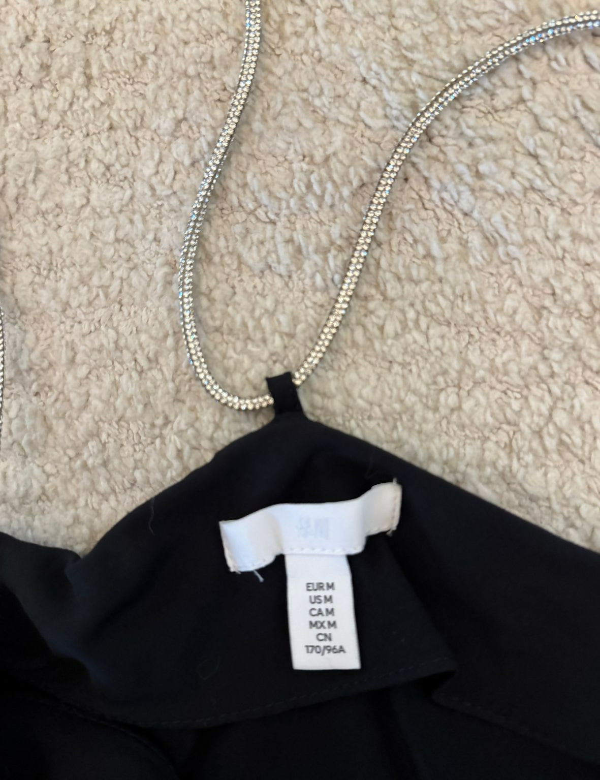 Black Cowl Neck Top with Chain Straps / Size M