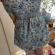 Shein Blue and White Pattern Short Dress
