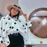 🖤 Polka Dot Batwing Shirt – Chic & Edgy Style 🖤
