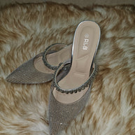Silver pointed mule heels