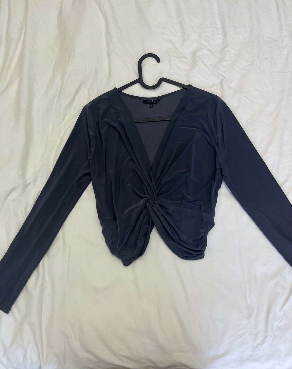 Dark Grey Twist Front Top (Long Sleeve)