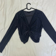 Dark Grey Twist Front Top (Long Sleeve)