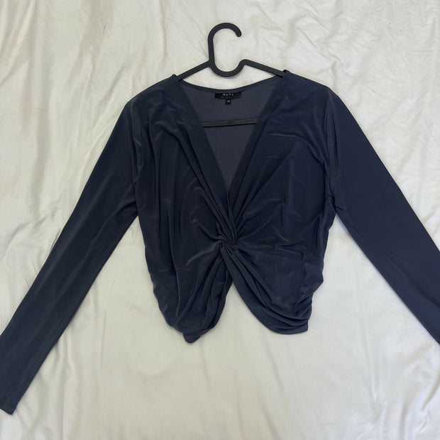 Dark Grey Twist Front Top (Long Sleeve)