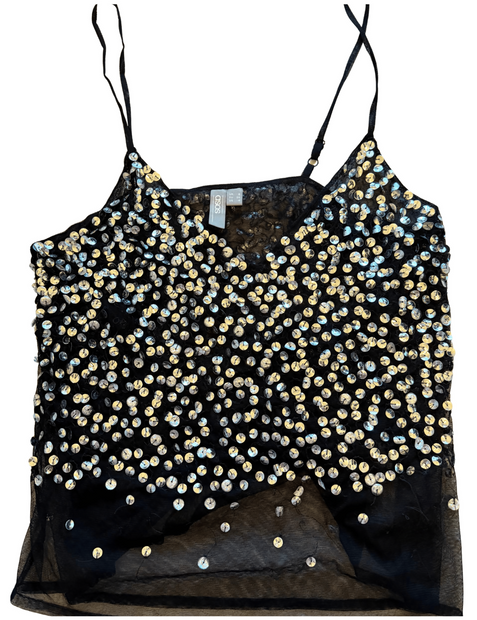 Black Sequin Mesh Cami (ASOS) UK8 / EU36 / US4