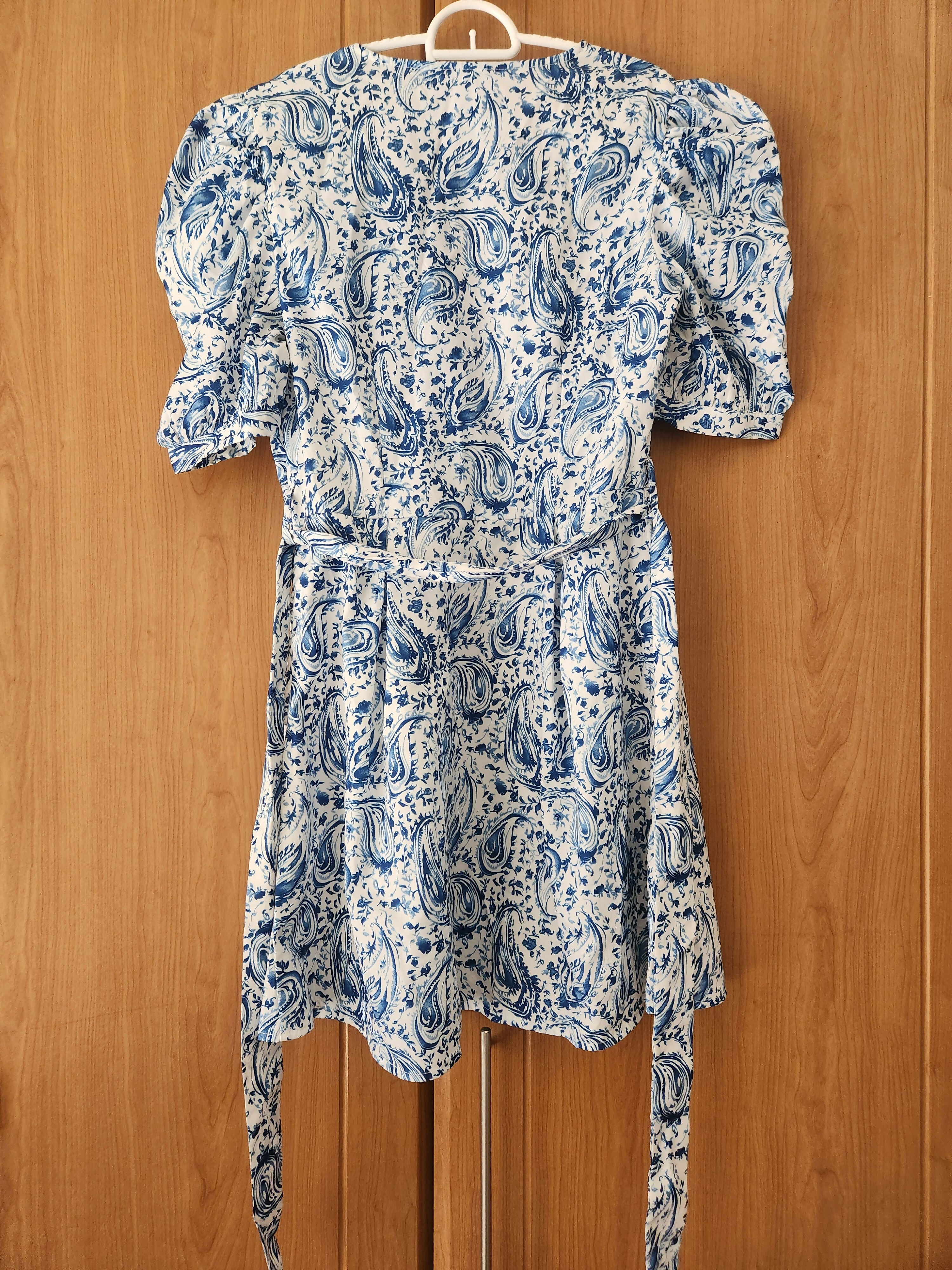 Shein Blue and White Pattern Short Dress