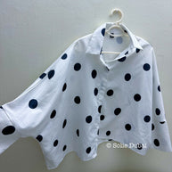 🖤 Polka Dot Batwing Shirt – Chic & Edgy Style 🖤
