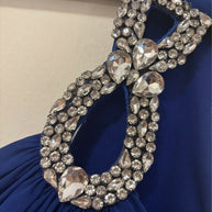 Royal Blue One-Shoulder Evening Gown with Slit