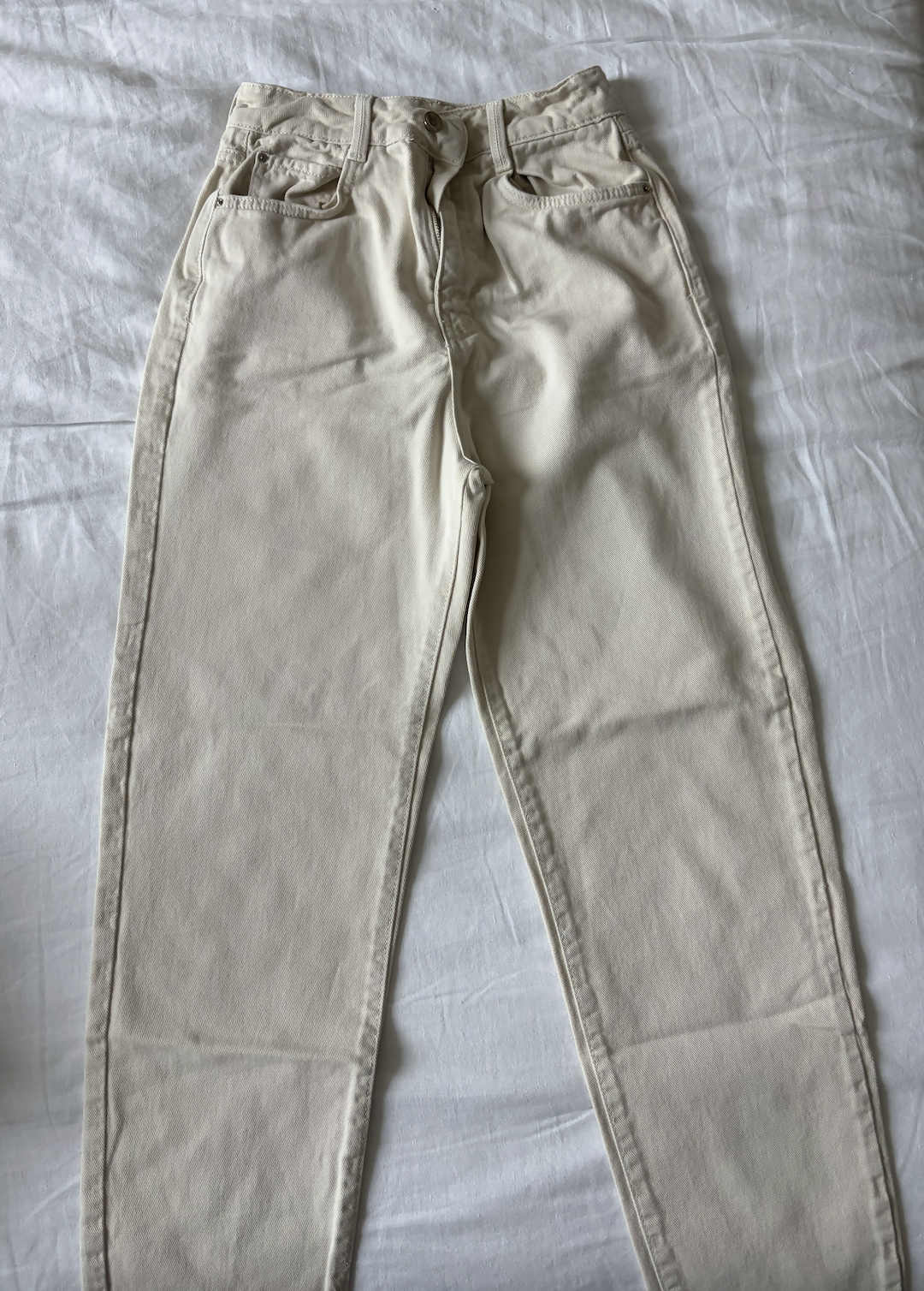 Zara Ecru Straight Leg Jeans