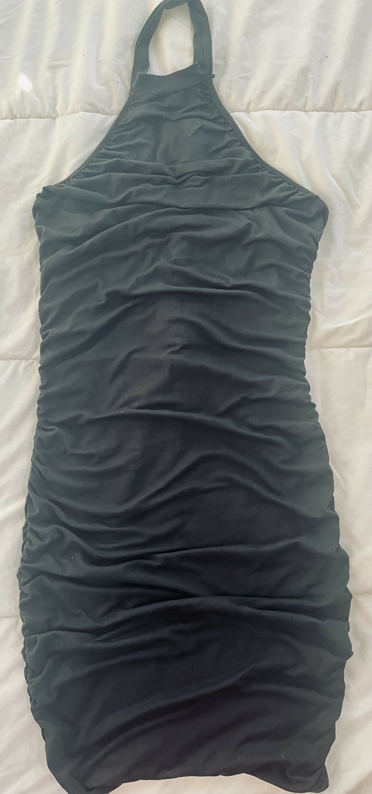 Shein Black scrunch halter dress