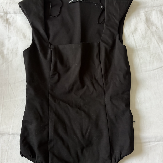 Black Square Neck Bodysuit