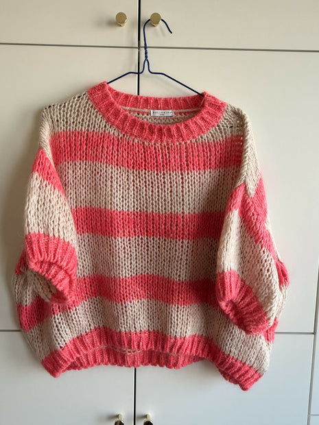 Bellerina Knit Sweater — Pink & Beige Stripes (S/M)
