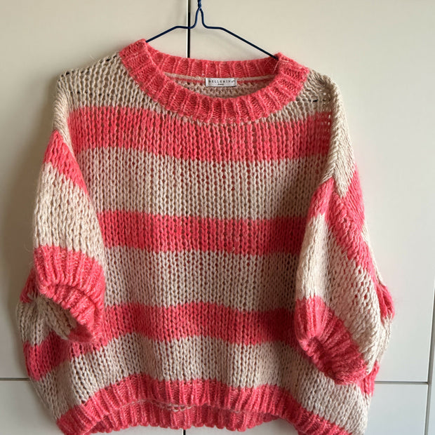 Bellerina Knit Sweater — Pink & Beige Stripes (S/M)