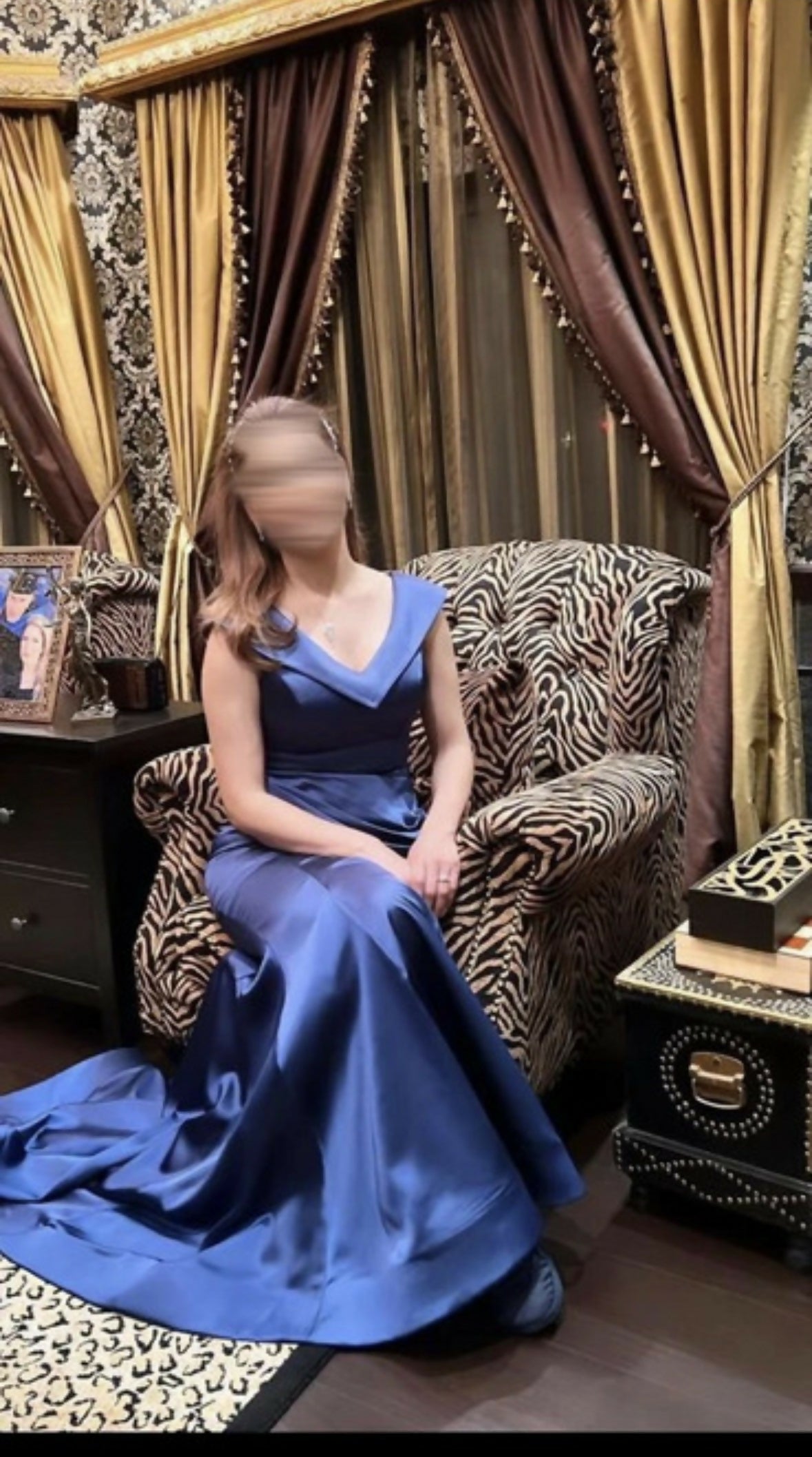 Blue Satin Mermaid Gown | Evening / Prom Dress