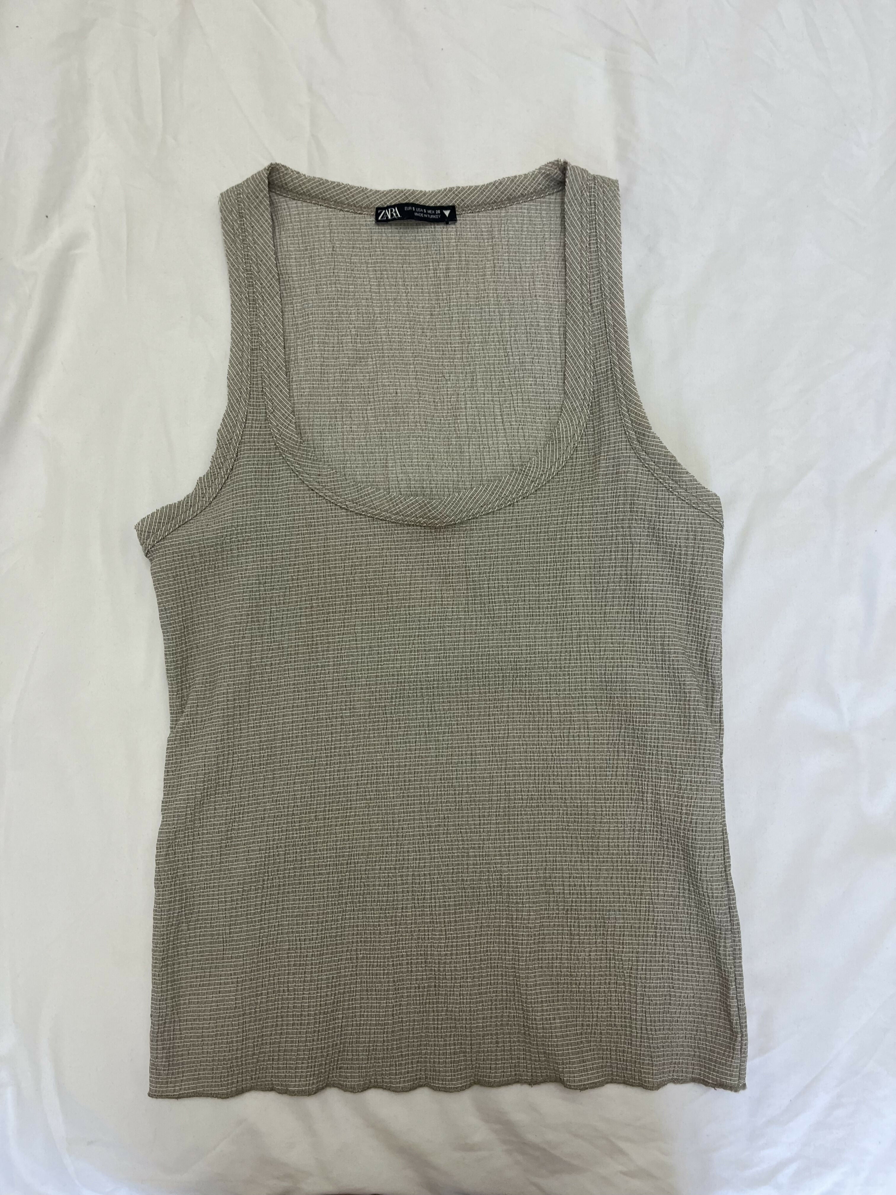 Zara Beige Ribbed Tank Top