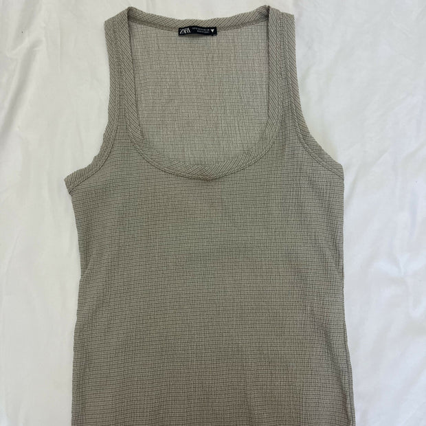 Zara Beige Ribbed Tank Top