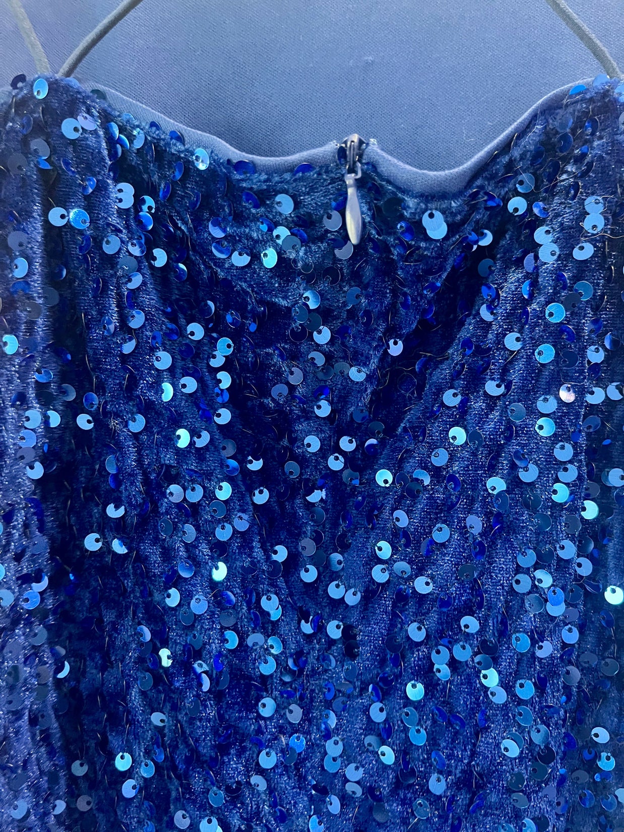 Blue sequin mini dress