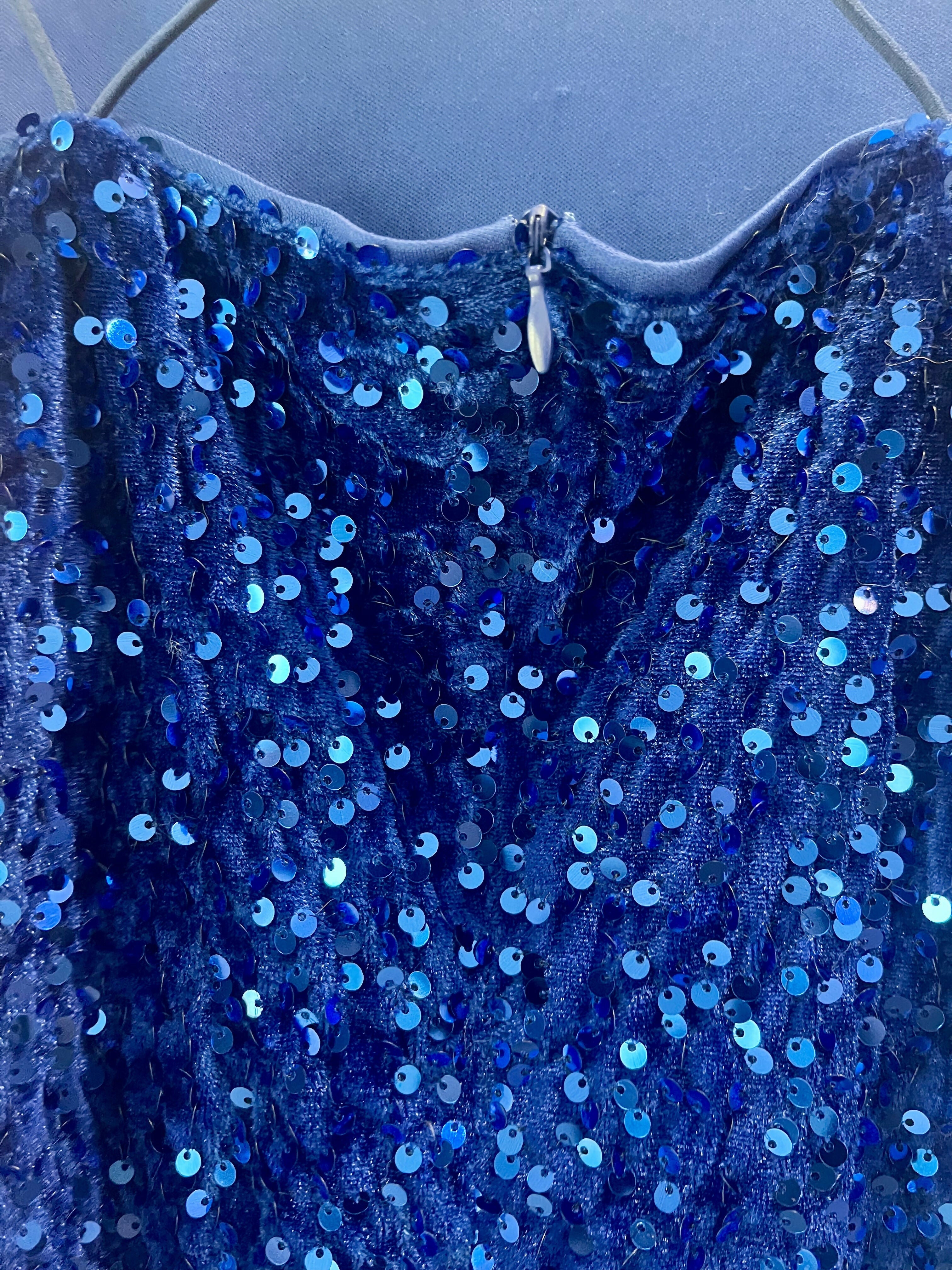 Blue sequin mini dress