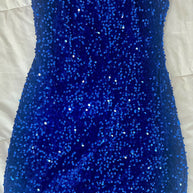 Blue sequin mini dress