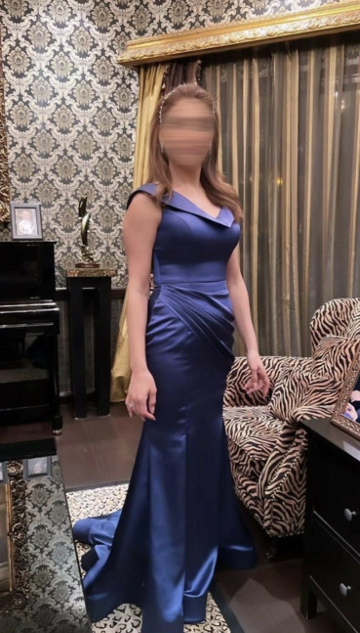 Blue Satin Mermaid Gown | Evening / Prom Dress