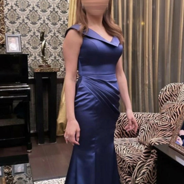 Blue Satin Mermaid Gown | Evening / Prom Dress