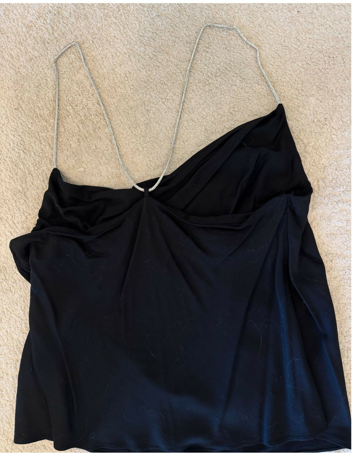 Black Cowl Neck Top with Chain Straps / Size M
