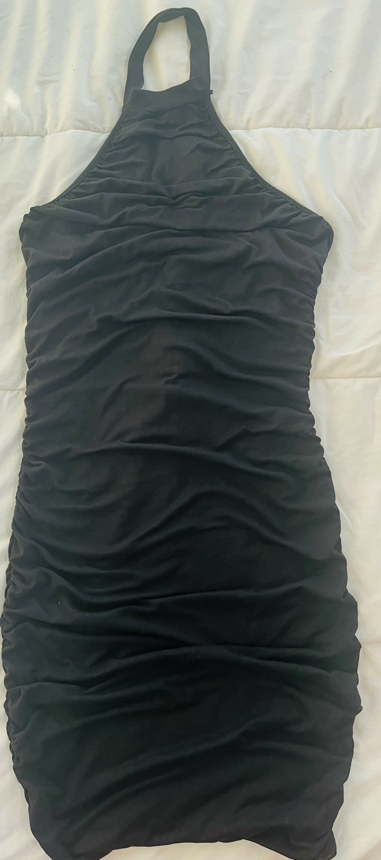 Shein Black scrunch halter dress