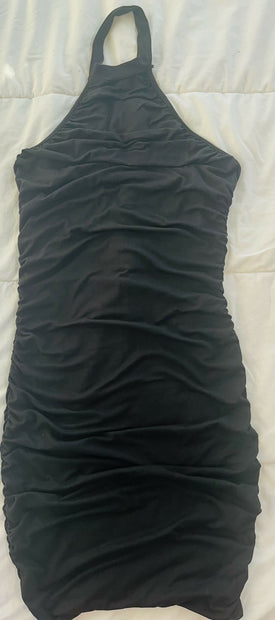 Shein Black scrunch halter dress