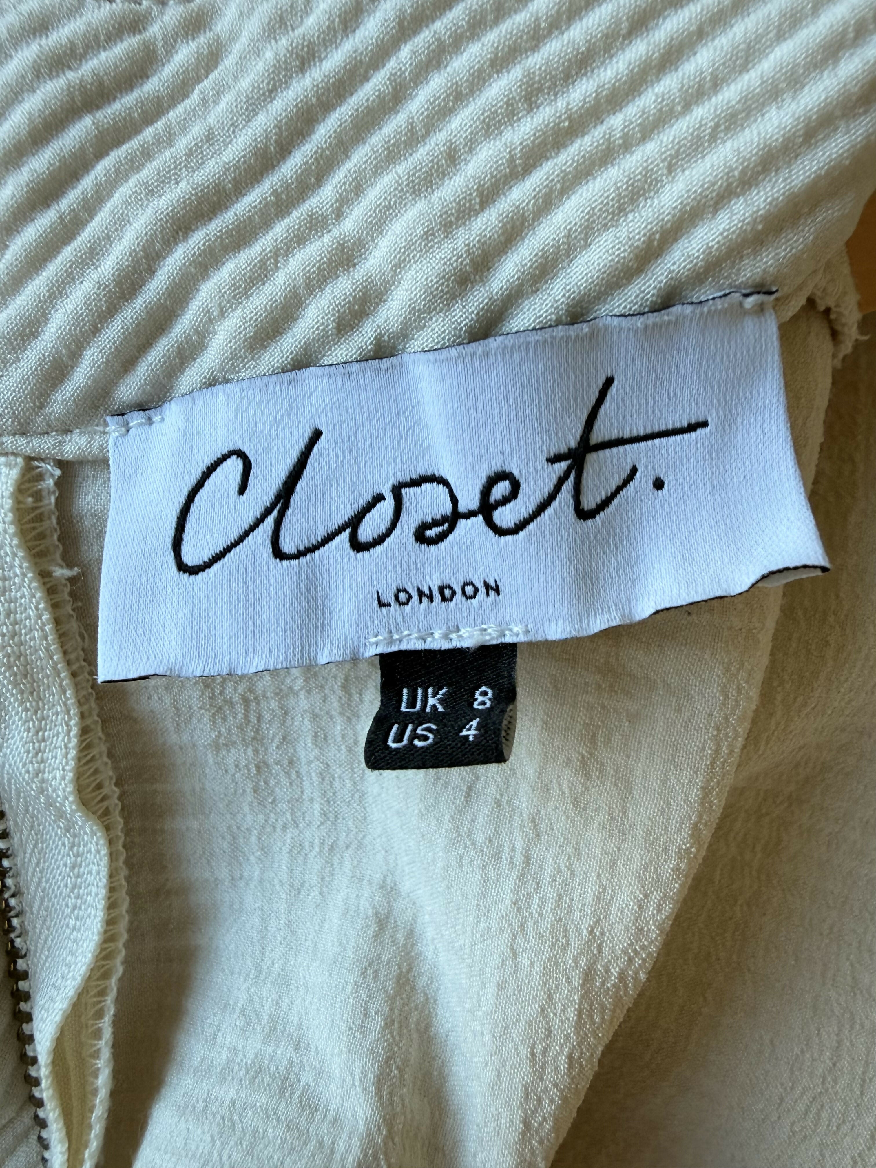 Closet London Midi Dress — Neutral Beige | Size UK8, US4