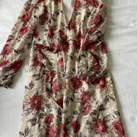 Floral Long Sleeve Midi Wrap Dress