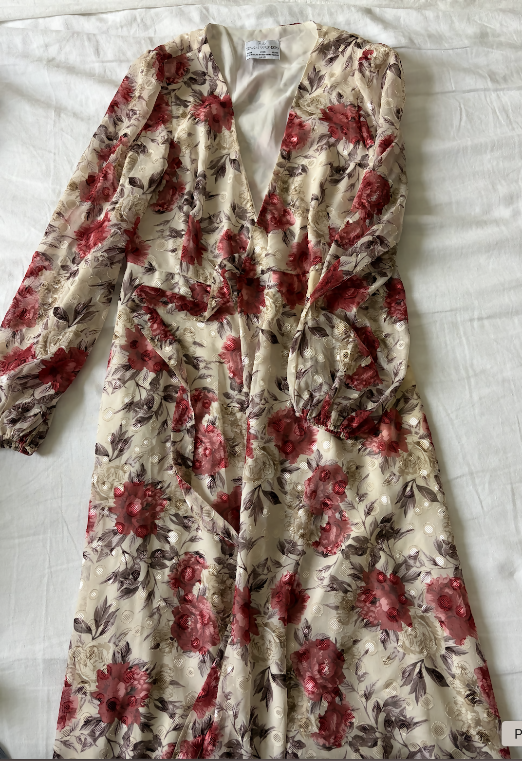 Floral Long Sleeve Midi Wrap Dress