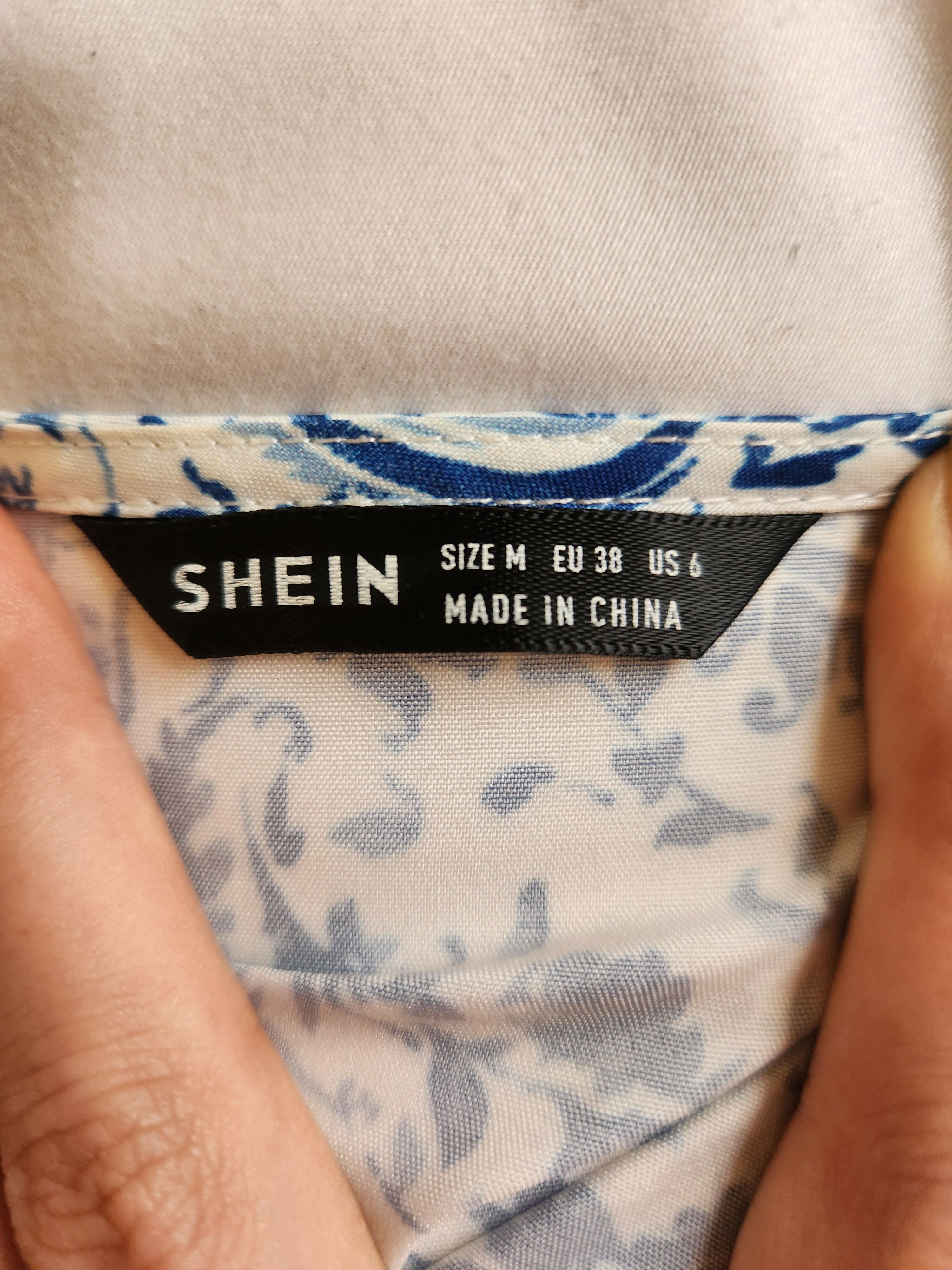 Shein Blue and White Pattern Short Dress