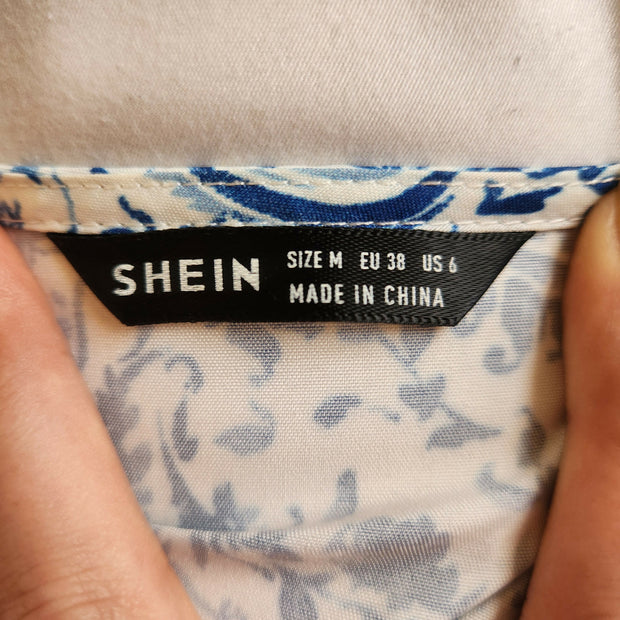Shein Blue and White Pattern Short Dress