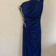 Royal Blue One-Shoulder Evening Gown with Slit