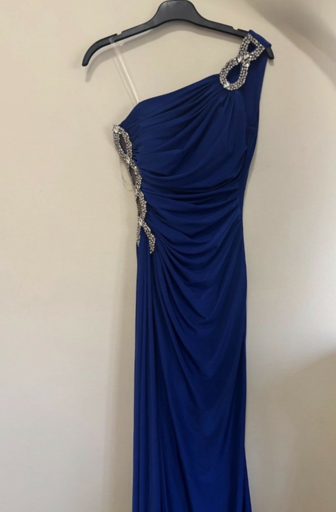 Royal Blue One-Shoulder Evening Gown with Slit