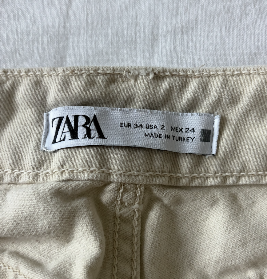 Zara Ecru Straight Leg Jeans